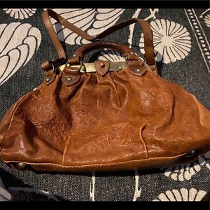 All Saints Spitalfields cognac brown leather purse